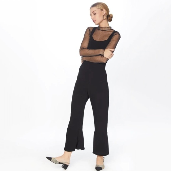 NWT Flynn Skye Jay Ruffle Hem Pocket Overalls Jumpsuit In Black Small - Picture 3 of 9